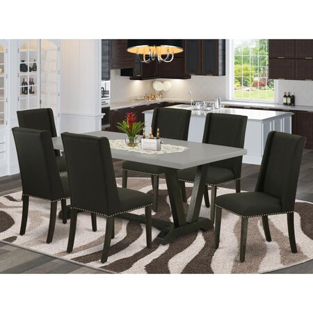 East West Furniture 7 Piece V-Style Kitchen Furniture Set - Black V697FL624-7